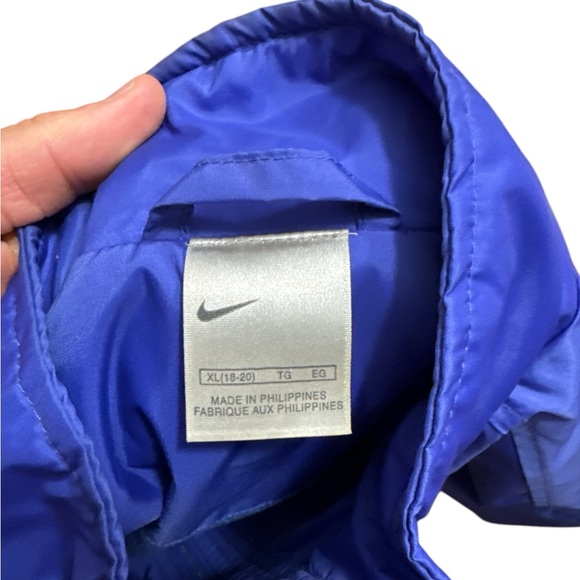 Y2K Nike Boys‎ Youth Lightweight Jacket Size XL 18-20 Nike Swoosh Blue Spellout - Picture 9 of 10